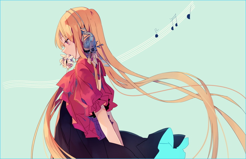 anime girls, music, character, poster, 1080P, anime, 2480x1601, girls, headphones, blonde