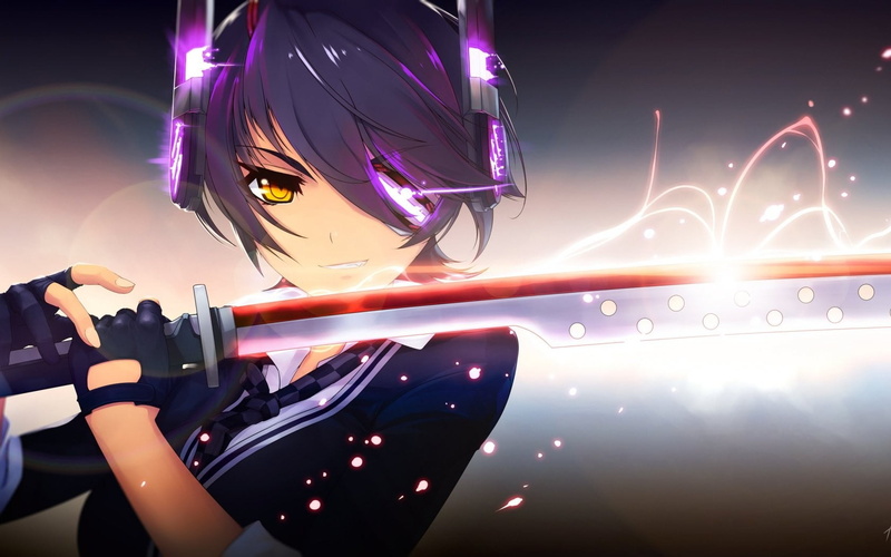 purple, light trail, stage, anime girls, 720P, illuminated, blurred motion, anime, woman, music, haired, glowing, gray, enjoyment, light - natural phenomenon