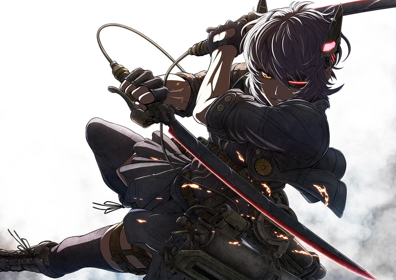 1080P, crossover, artwork, anime girls, Tenryuu (KanColle), Kantai Collection, thigh-highs, anime