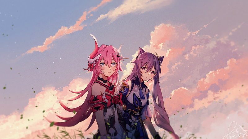 keqing (genshin impact), Honkai Impact 3rd, JinYun Rex, anime girls, Genshin Impact, 1080P