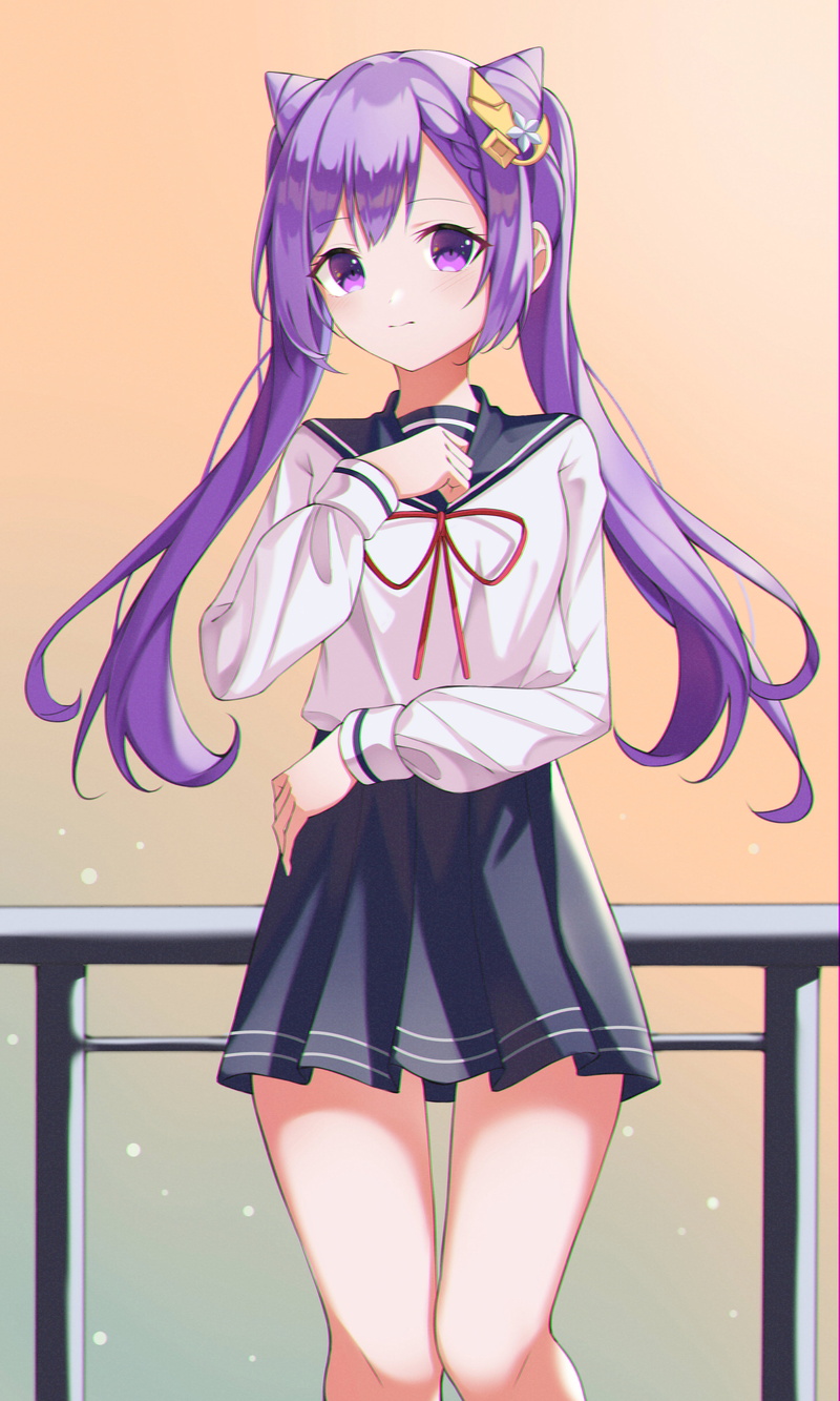 keqing (genshin impact), anime girls, school uniform, Genshin Impact, 4K