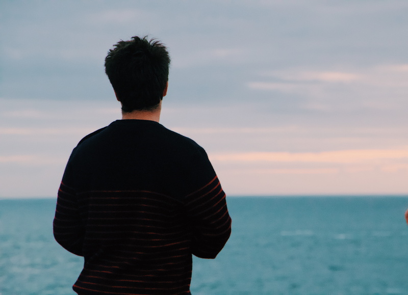 cloud - sky, tranquil scene, tranquility, standing, rear view, men, real people, nature, lifestyles, boy, evening, meneham, scenics - nature, looking at view