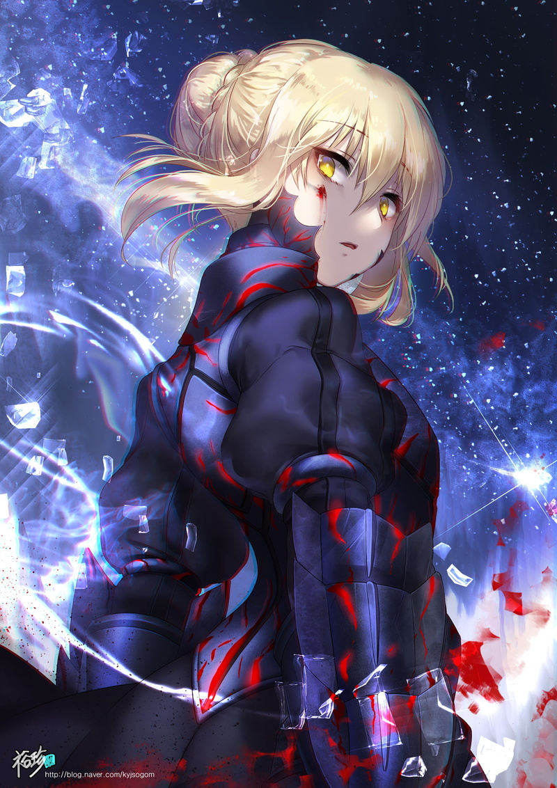 fate grand order, 2K, Anime, saber alter, armor, shattered, blonde