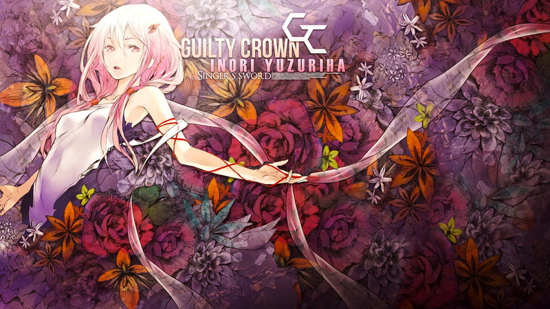 Guilty Crown, floral pattern, human representation, plant, nature, 720P, anime, multi colored, choice, indoors, art and craft, variation, no people, pink hair