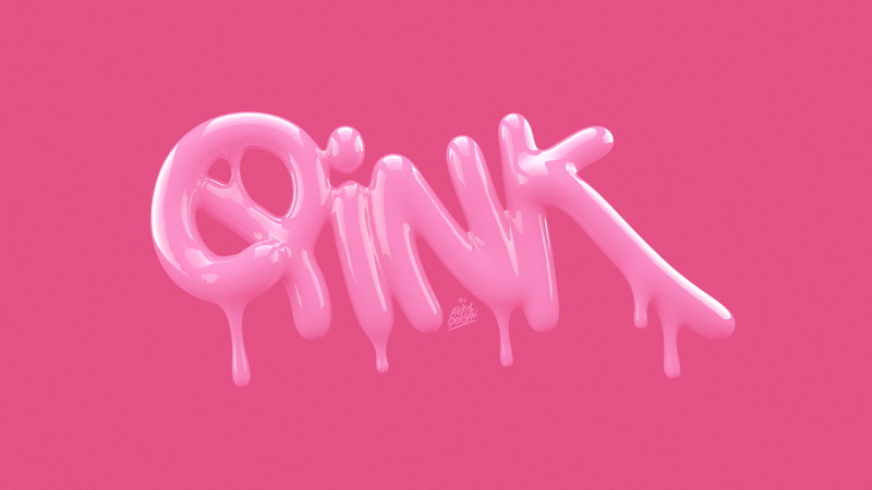 3D, pink, digital art, Alexis Persani, 1080P, text