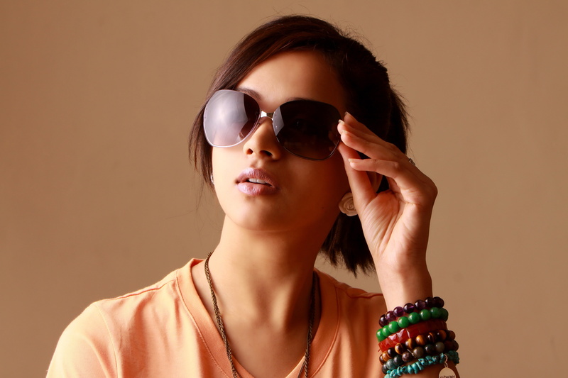 Bhavana, hairstyle, fashion, lifestyles, sunglasses, actress, looking at camera, studio shot, headshot, indoors, young women, brunette, adult, front view