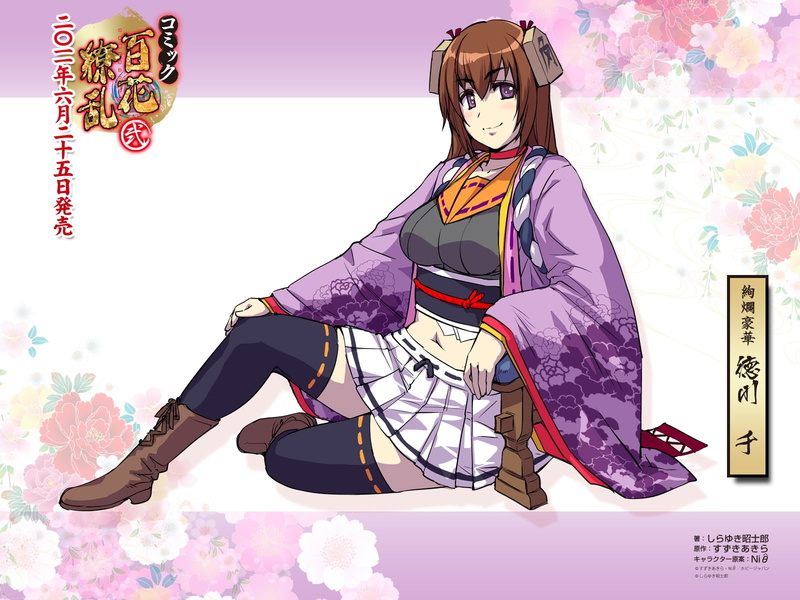 representation, one person, Hyakka Ryouran Samurai Girls, Tokugawa Sen, thigh-highs, full length, young adult, creativity, anime girls, hairstyle, 720P