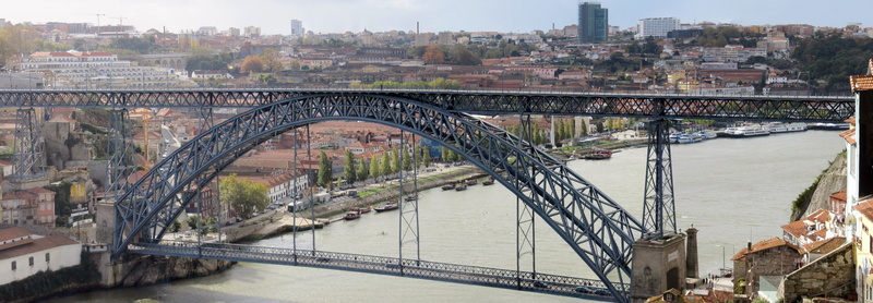 railway bridge, travel destinations, arch, engineering, porto, building exterior, transportation, engineer, day, construction, nature, built structure