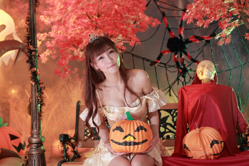 Halloween, Ji Xin Qiao, portrait, women, Asian, 2K