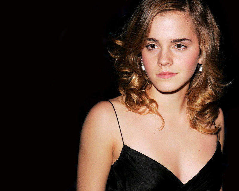 top, portrait, black background, Emma Watson, young women, one person, strap, brown hair, spaghetti, headshot, fashion, brunette, contemplation, wearing