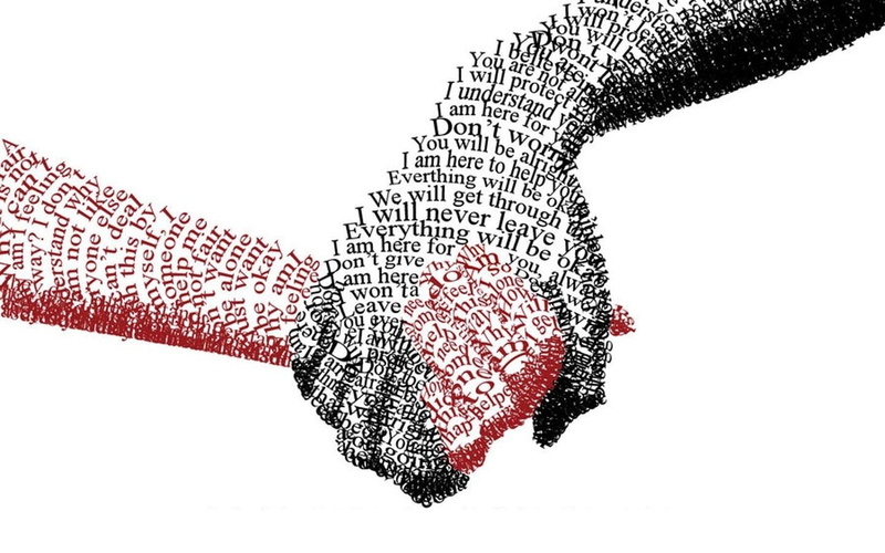 artwork, simple background, 720P, holding hands, typography