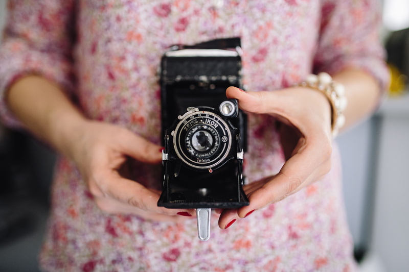 antique, pattern, old-fashioned, casual clothing, camera, focus on foreground, retro styled, vintage, camera - Photographic Equipment, females, equipment