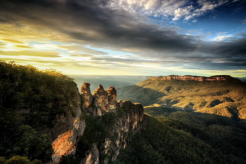 Three Sisters (Australia), Forest, Blue Mountains, Landscape, Cloud, Three Sisters, Nature, Sky, Australia, Earth, Cliff, 1080P