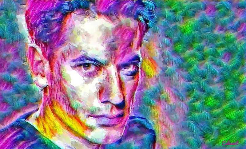 backgrounds, blue, indoors, human body part, face, art and craft, art, green, colorful, mid adult, festival, man, face paint, abstract, one person, painting