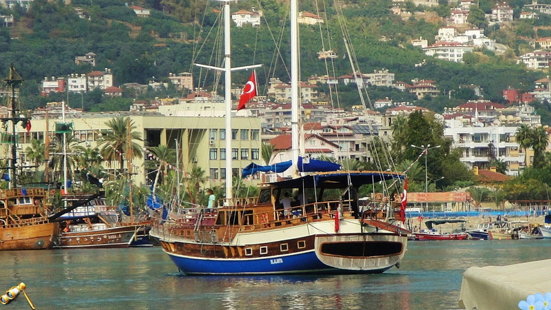 boat, mambo, blue, 1080P, summer, alanya, beach, colors, white, salsa, port, tango