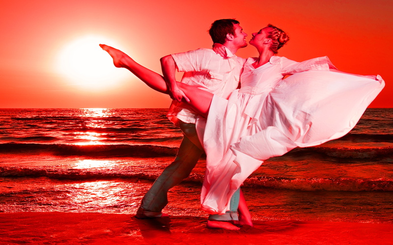 beautiful, couple, tango, dancing, 2K, beach, sunset, young