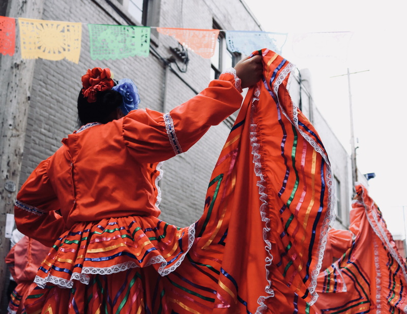 dance, traditional clothing, people, adult, architecture, fall, scarf, 1080P, lifestyles, color, real people, salsa, spanish, girl, outdoors, women, orange color