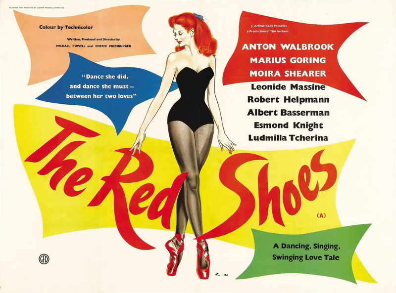 representation, adult, The Red Shoes, Michael Powell, text, one person, western script, clothing, ballet, movie poster, fashion, young women, Film posters
