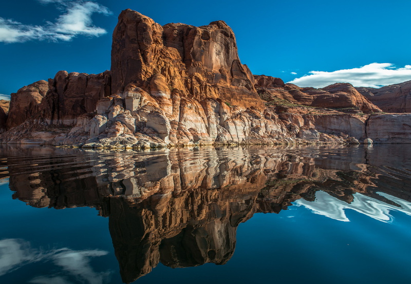 the sky, lake Powell, 1080P, Sandstone hills, Utah, clouds, reflection, mirror, United States