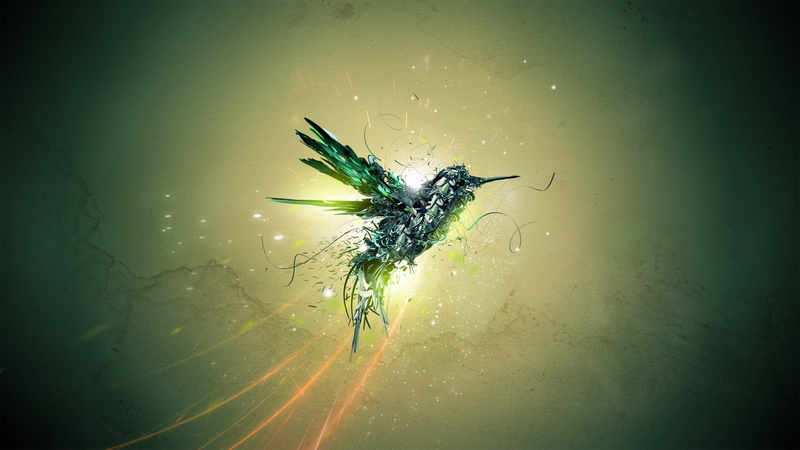 digital/artwork, hd, hummingbird, bird, abstract, 1080P