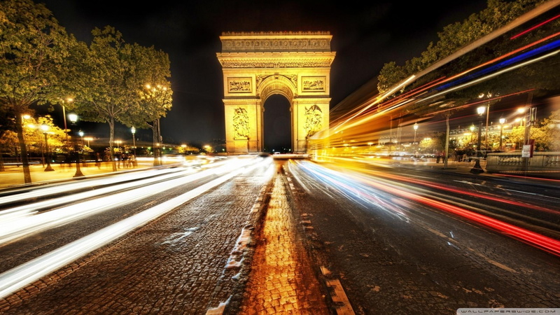 lights, monument, night, streer, exposure, nature and landscapes, de, arc, 1080P, long, triomphe