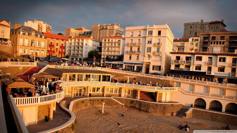 1080P, nature and landscapes, sunset, restaurant, biarritz, beach, spain, famous, city