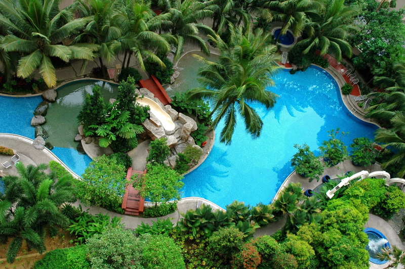 2K, rocks, jacuzzi suite, slide, pools, palm trees, pool, swimming pool, exterior