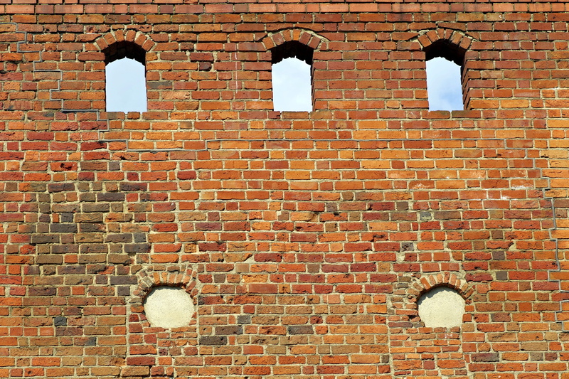 Lake Dusia, low angle view, built Structure, window, building, textured, Defensive, electric lamp, poland, day, building Exterior, lighting equipment, pattern