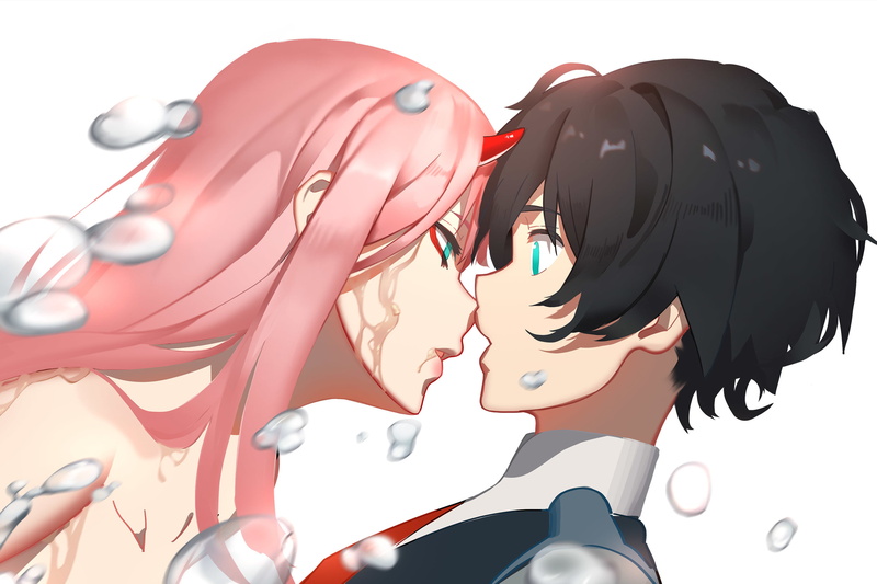 Darling in the FranXX, Anime, Hiro (Darling in the FranXX), Zero Two (Darling in the FranXX), 2K