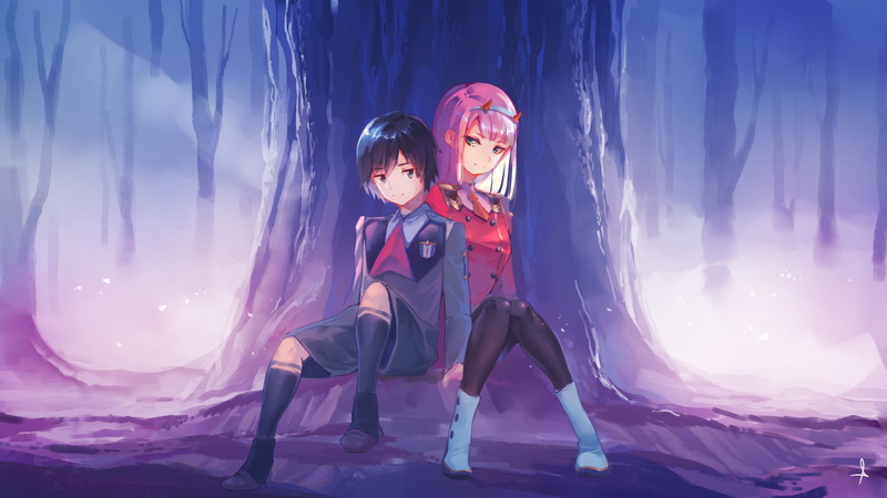 Zero Two (Darling in the FranXX), Anime, Darling in the FranXX, Hiro (Darling in the FranXX), 1080P
