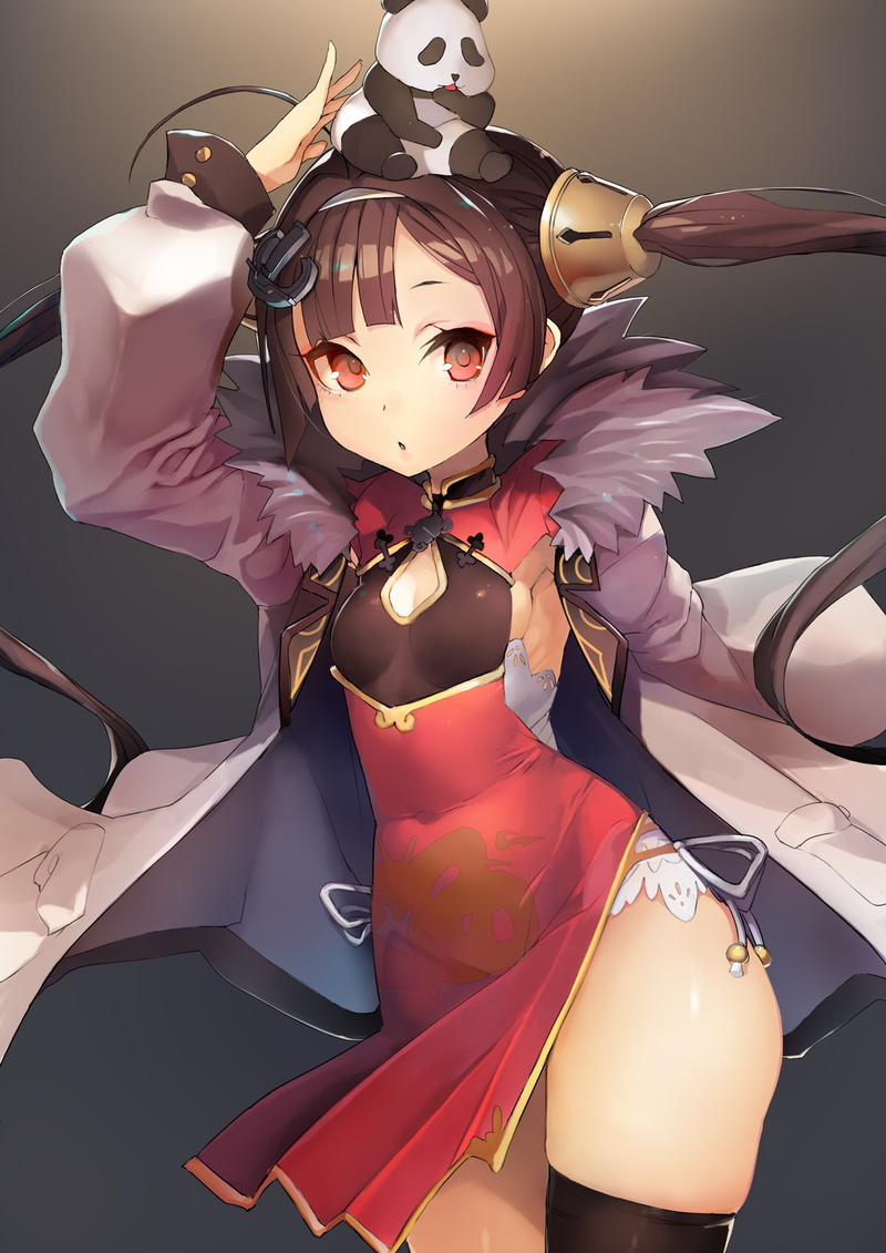 dress, thigh-highs, Chinese dress, cleavage, Ping Hai (Azur Lane), Azur Lane, 720P