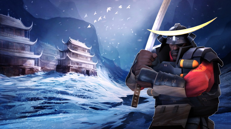 Team Fortress 2, warm clothing, nature, holding, real people, three quarter length, Demoman, clothing, leisure activity, hat, occupation, day, snow, standing