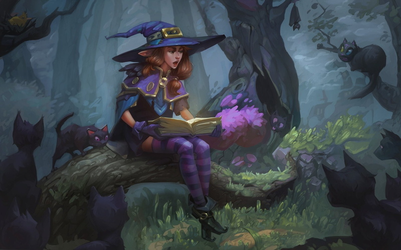 Witch, Cat, 1080P, Fantasy, Girl, Brown Hair, Book, Woman, Witch Hat