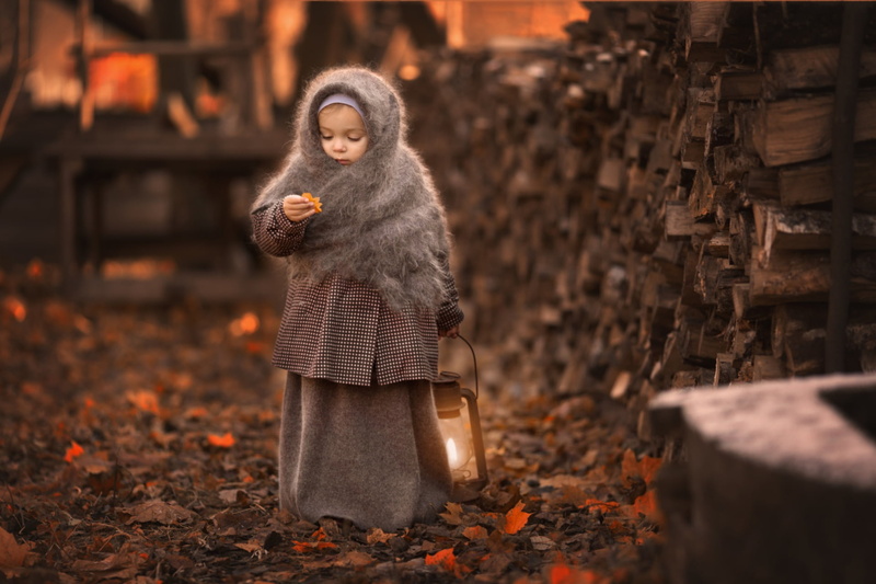 lamp, leaf, 1080P, shawl, girl