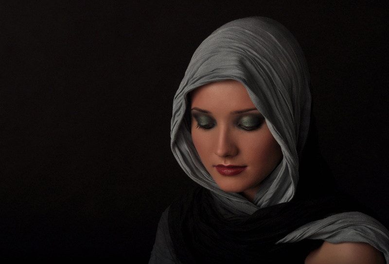 portrait, shawl, makeup, 1080P