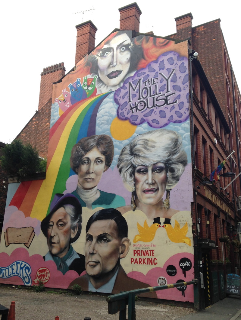outdoors, paint, sky, text, art and craft, manchester, sculpture, gay village, canal street, gay, communication, graffiti, built structure, village, mural