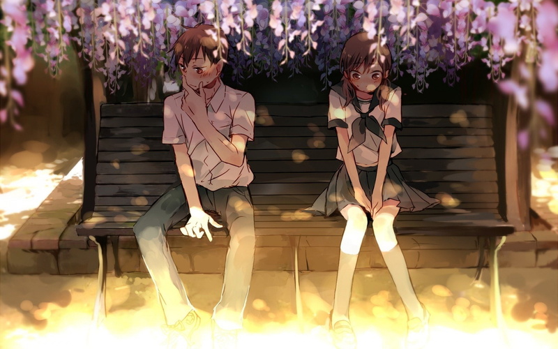 beautiful, uniform, boy, couple, hair, cute, short, school, 1080P, anime, love, girl