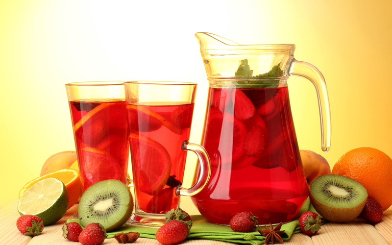 pitcher - jug, juice, glasses, citrus Fruit, cocktail, berry fruit, strawberry, freshness, food, yellow, pitcher, slice, 2K, nature, orange, ice, red