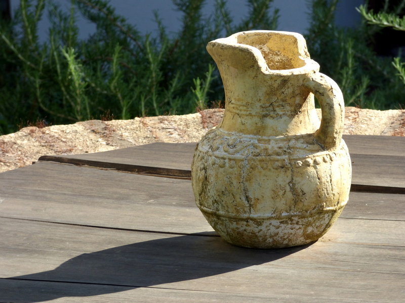 outdoors, pottery, shadow, sculpture, handmade, footpath, jug, close-up, wood - material, focus on foreground, day, bollard, traditional, creativity, 4K