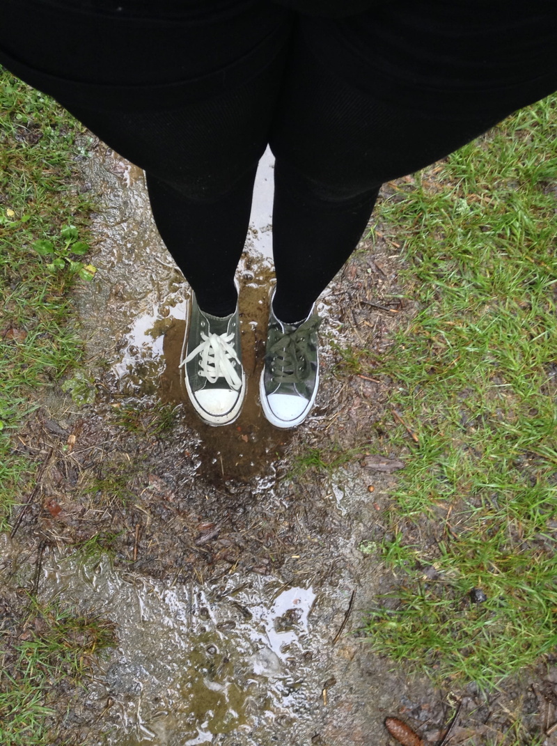 leisure activity, plant, muddy, low section, outdoors, human limb, day, grass, rainy season, limb, high angle view, human foot, body part, shoes, one person
