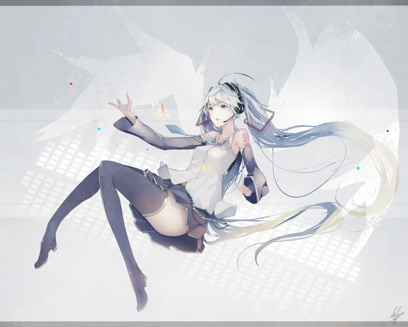 nature, thigh-highs, fashion, indoors, aqua eyes, beautiful woman, Hatsune Miku, Vocaloid, lifestyles, anime girls, young women, technology, front view