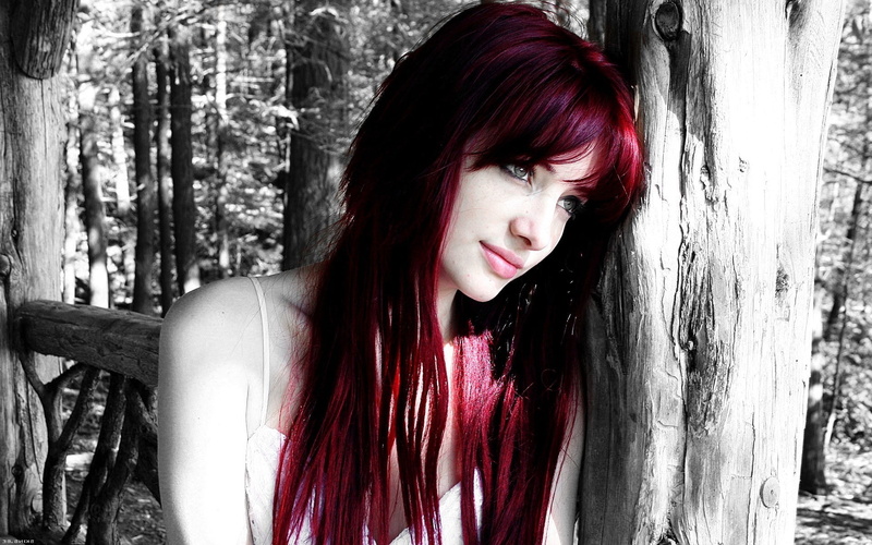 Selective Coloring, women, 1080P, Susan Coffey, model, Readhead, Green Eyes