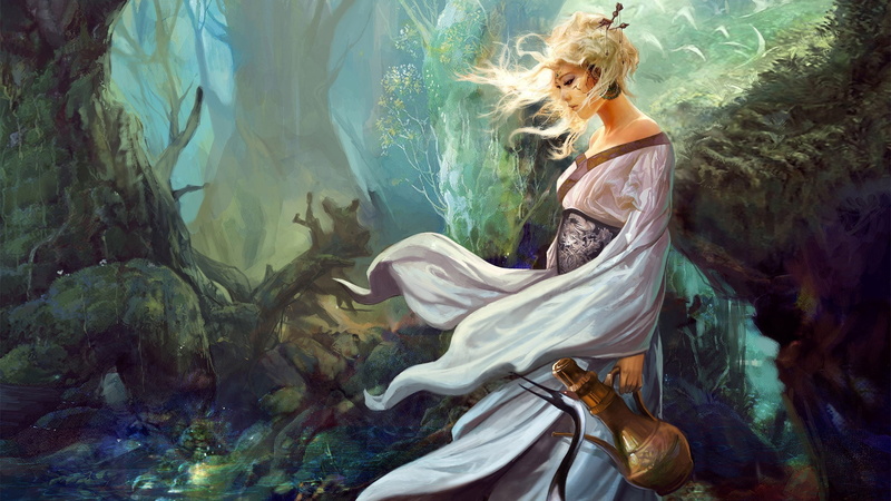 indoors, human Face, magic, hair, young Adult, fashion, blonde, young women, one Person, mystery, real people, multi Colored, water, women, wind, beautiful woman