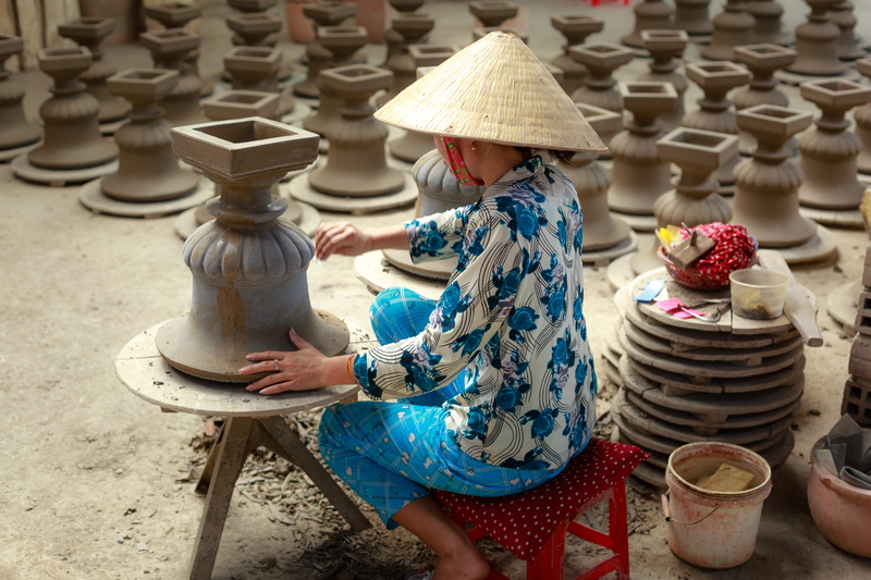 traditional, lifestyles, person, day, two people, handicraft, leisure activity, handmade, arts and crafts, focus on foreground, rear view, container, art