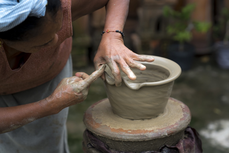 circle, woman, clay, fingers, making, art and craft, one person, asia, market, the human body, focus on foreground, horizontal, hand, potted plants, vase