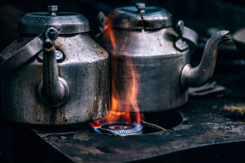 coffee brewing, gas, 4K, appliance, brewing, camping stove, drink, old fashioned, old, heat - temperature, wood - material, flame, stove, household equipment