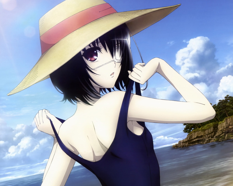 misaki, short, eyepatch, school, 1080P, mei, swimsuit, black, hair, nyantype
