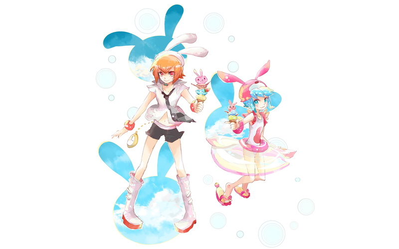 hair, ears, timer, pop 039 n, blue, loli, brown, animal, eyes, music, minit 039 s, white, red, swimsuit, 2K