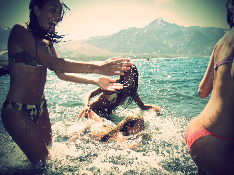 enjoyment, squirt, cheerful, day, young Adult, bikini, sunlight, fun, young Women, summer, nature, smiling, togetherness, recreational Pursuit, freedom