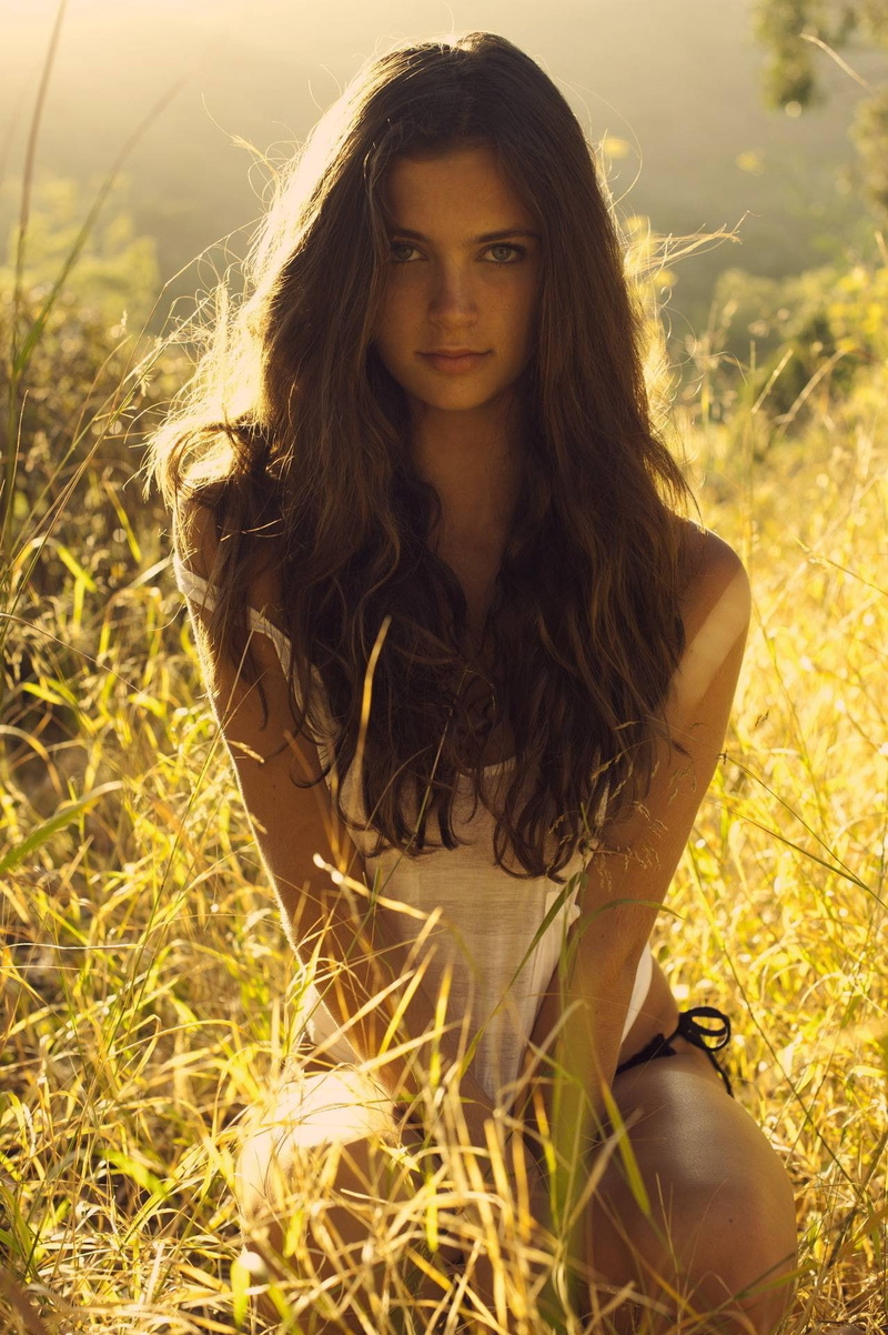1080P, bikini, nature, brunette, women, grass